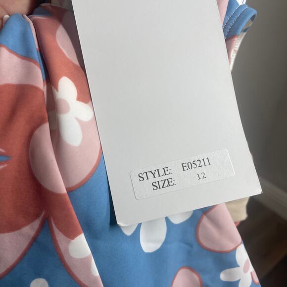 Esther Williams ModCloth 12 One Piece Swim Dress Shorts Blue Chic Let Fun Bloom - Picture 12 of 13